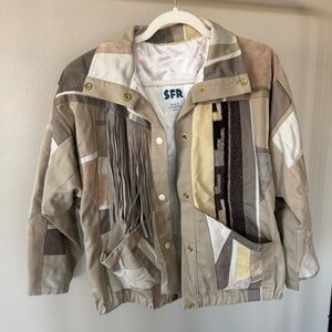 Santa Fe Recreations SFR Vintage Patchwork leather suede fringe jacket small